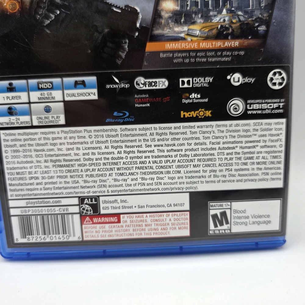 Tom Clancy's The Division (PlayStation 4, 2016) PS4 Video Game Ubisoft UnTested! - Picture 3 of 6